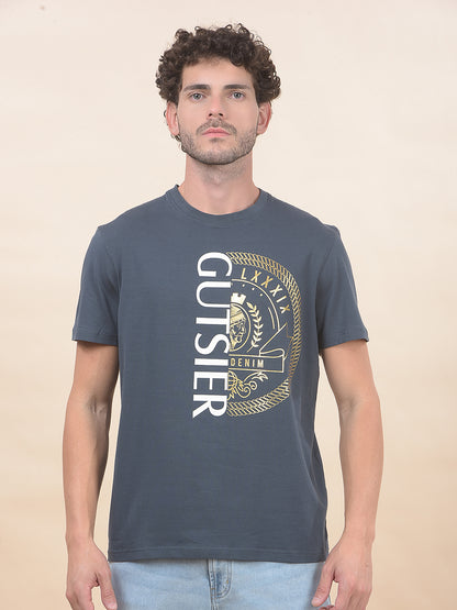 T-Shirt for Men | Breathable & Soft with Color Fastness Regular Fit Round Neck Cotton Blend Fabric Printed Pattern
