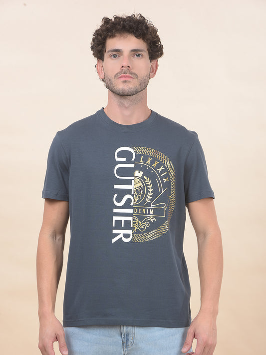 T-Shirt for Men | Breathable & Soft with Color Fastness Regular Fit Round Neck Cotton Blend Fabric Printed Pattern