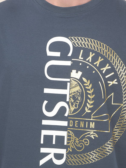 T-Shirt for Men | Breathable & Soft with Color Fastness Regular Fit Round Neck Cotton Blend Fabric Printed Pattern