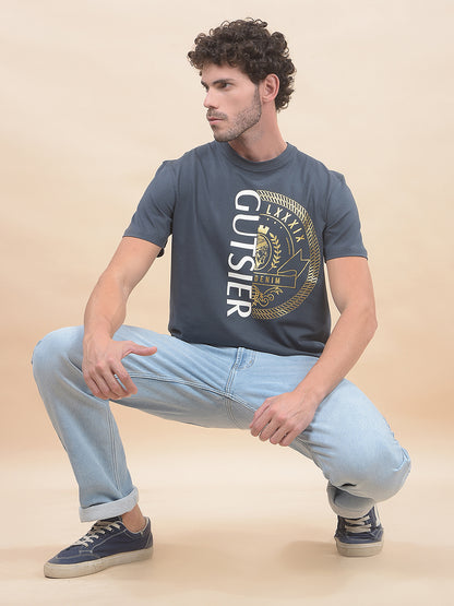 T-Shirt for Men | Breathable & Soft with Color Fastness Regular Fit Round Neck Cotton Blend Fabric Printed Pattern