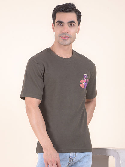 T-Shirt for Men | Breathable & Soft with Color Fastness Regular Fit Round Neck Poly Cotton Fabric Printed Pattern