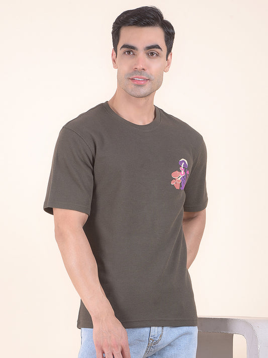 T-Shirt for Men | Breathable & Soft with Color Fastness Regular Fit Round Neck Poly Cotton Fabric Printed Pattern