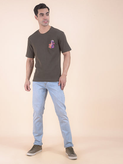T-Shirt for Men | Breathable & Soft with Color Fastness Regular Fit Round Neck Poly Cotton Fabric Printed Pattern