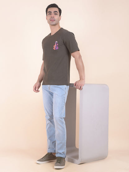 T-Shirt for Men | Breathable & Soft with Color Fastness Regular Fit Round Neck Poly Cotton Fabric Printed Pattern