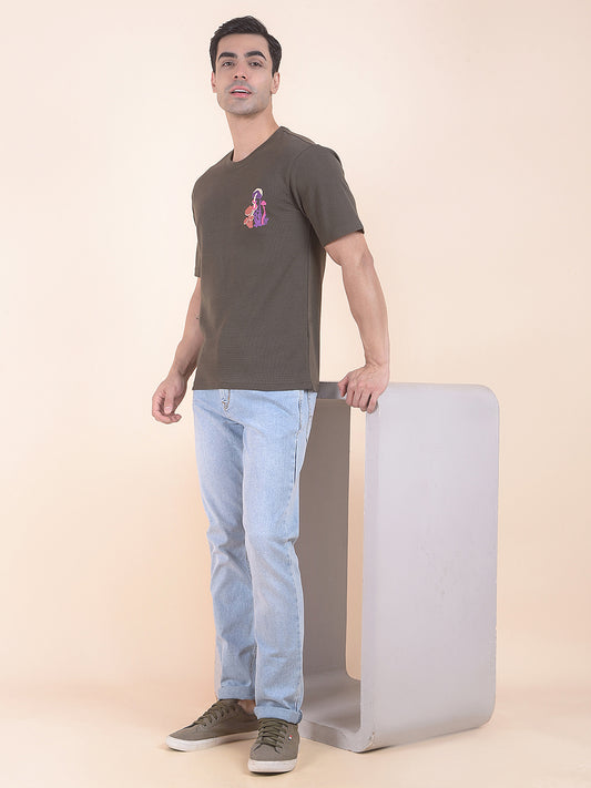 T-Shirt for Men | Breathable & Soft with Color Fastness Regular Fit Round Neck Poly Cotton Fabric Printed Pattern
