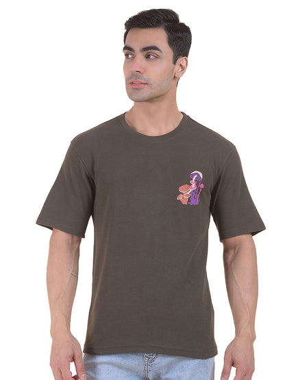 T-Shirt for Men | Breathable & Soft with Color Fastness Regular Fit Round Neck Poly Cotton Fabric Printed Pattern