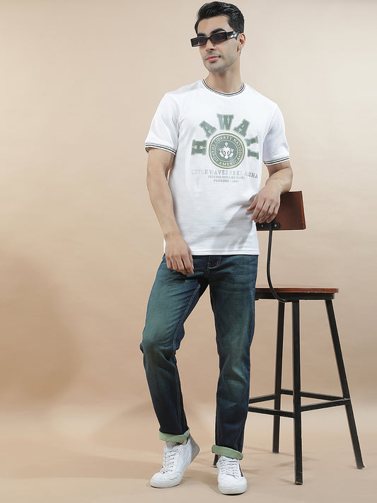 T-Shirt for Men | Breathable & Soft with Color Fastness Regular Fit Round Neck Poly Cotton Fabric Printed Pattern