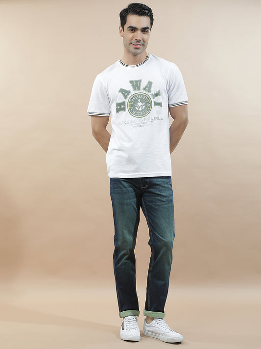 T-Shirt for Men | Breathable & Soft with Color Fastness Regular Fit Round Neck Poly Cotton Fabric Printed Pattern