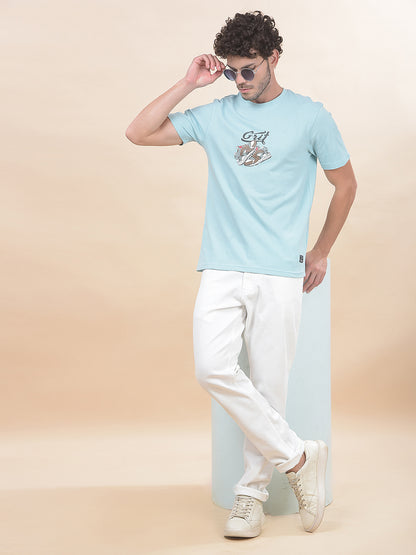 T-Shirt for Men | Breathable & Soft with Color Fastness Regular Fit Round Neck Poly Cotton Fabric Printed Pattern