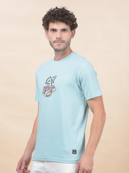 T-Shirt for Men | Breathable & Soft with Color Fastness Regular Fit Round Neck Poly Cotton Fabric Printed Pattern