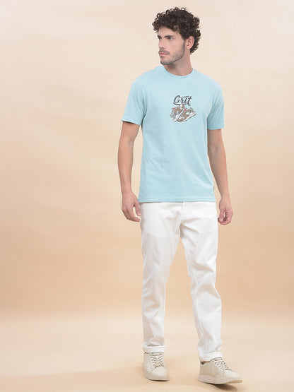 T-Shirt for Men | Breathable & Soft with Color Fastness Regular Fit Round Neck Poly Cotton Fabric Printed Pattern