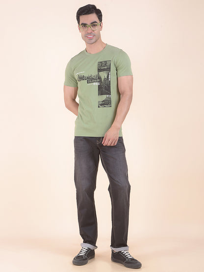 T-Shirt for Men | Breathable & Soft with Color Fastness Regular Fit Round Neck Poly Cotton Fabric Printed Pattern