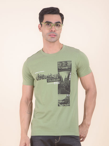 T-Shirt for Men | Breathable & Soft with Color Fastness Regular Fit Round Neck Poly Cotton Fabric Printed Pattern