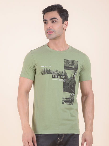 T-Shirt for Men | Breathable & Soft with Color Fastness Regular Fit Round Neck Poly Cotton Fabric Printed Pattern