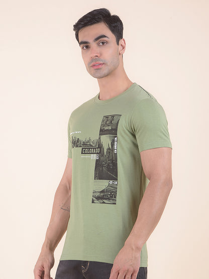 T-Shirt for Men | Breathable & Soft with Color Fastness Regular Fit Round Neck Poly Cotton Fabric Printed Pattern