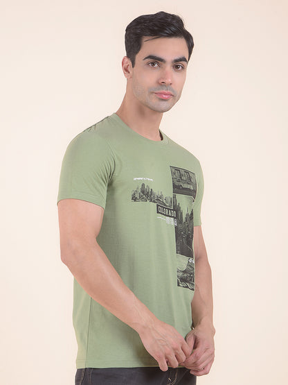 T-Shirt for Men | Breathable & Soft with Color Fastness Regular Fit Round Neck Poly Cotton Fabric Printed Pattern