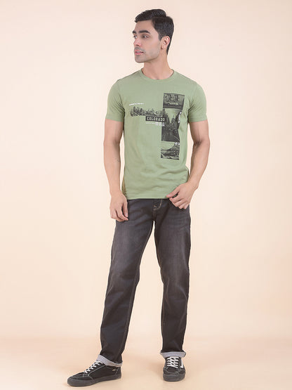T-Shirt for Men | Breathable & Soft with Color Fastness Regular Fit Round Neck Poly Cotton Fabric Printed Pattern