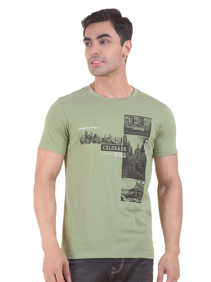 T-Shirt for Men | Breathable & Soft with Color Fastness Regular Fit Round Neck Poly Cotton Fabric Printed Pattern