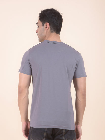 T-Shirt for Men | Breathable & Soft with Color Fastness Regular Fit Round Neck Poly Cotton Fabric Printed Pattern