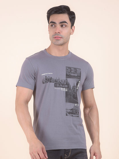 T-Shirt for Men | Breathable & Soft with Color Fastness Regular Fit Round Neck Poly Cotton Fabric Printed Pattern