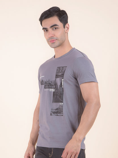 T-Shirt for Men | Breathable & Soft with Color Fastness Regular Fit Round Neck Poly Cotton Fabric Printed Pattern