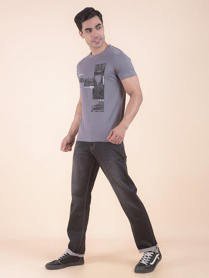 T-Shirt for Men | Breathable & Soft with Color Fastness Regular Fit Round Neck Poly Cotton Fabric Printed Pattern
