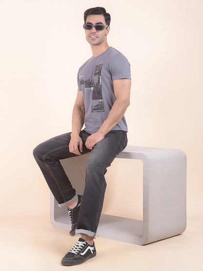 T-Shirt for Men | Breathable & Soft with Color Fastness Regular Fit Round Neck Poly Cotton Fabric Printed Pattern