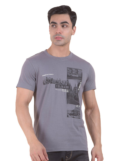 T-Shirt for Men | Breathable & Soft with Color Fastness Regular Fit Round Neck Poly Cotton Fabric Printed Pattern