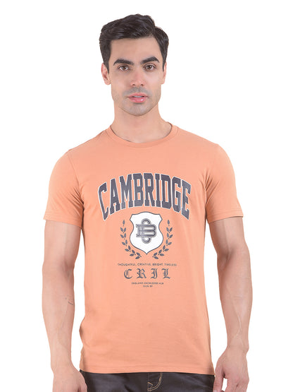 T-Shirt for Men | Breathable & Soft with Color Fastness Regular Fit Round Neck Poly Cotton Fabric Printed Pattern