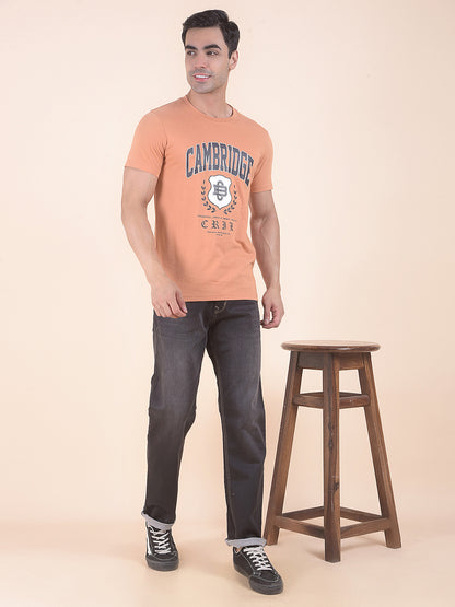T-Shirt for Men | Breathable & Soft with Color Fastness Regular Fit Round Neck Poly Cotton Fabric Printed Pattern