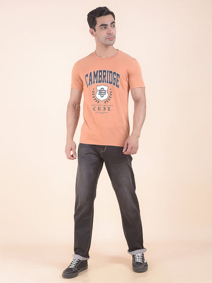 T-Shirt for Men | Breathable & Soft with Color Fastness Regular Fit Round Neck Poly Cotton Fabric Printed Pattern