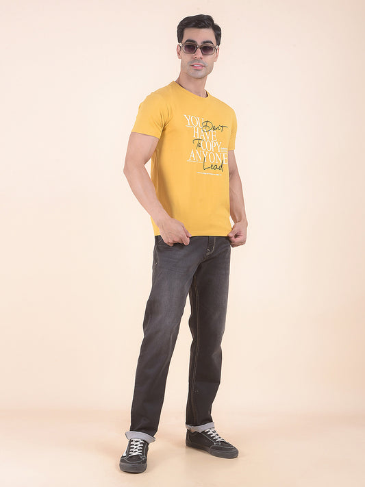 T-Shirt for Men | Breathable & Soft with Color Fastness Regular Fit Round Neck Cotton Blend Fabric Printed Pattern