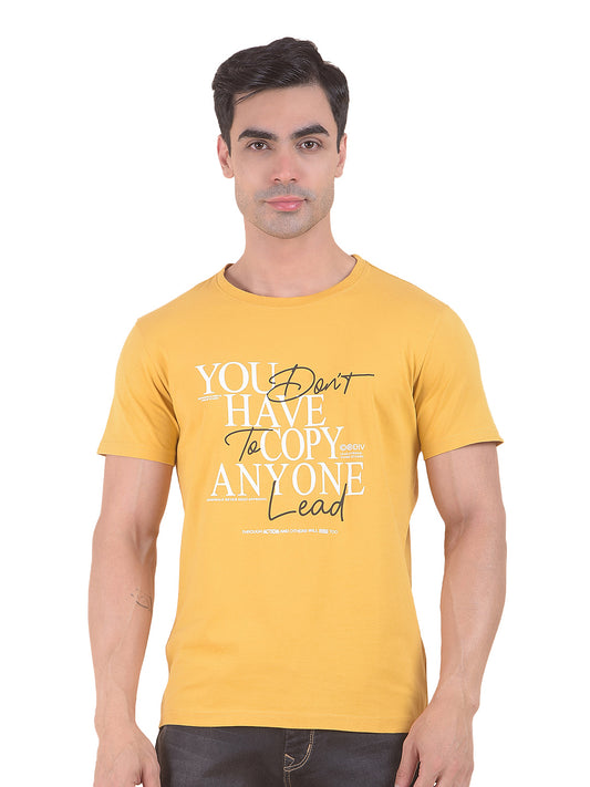T-Shirt for Men | Breathable & Soft with Color Fastness Regular Fit Round Neck Cotton Blend Fabric Printed Pattern