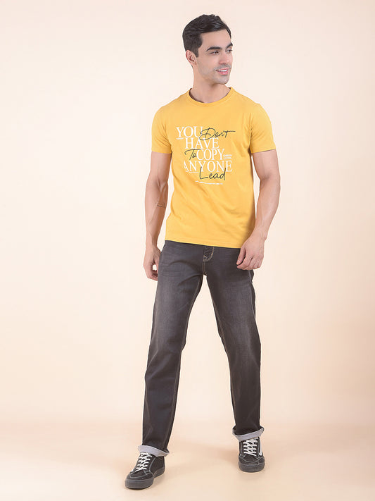 T-Shirt for Men | Breathable & Soft with Color Fastness Regular Fit Round Neck Cotton Blend Fabric Printed Pattern
