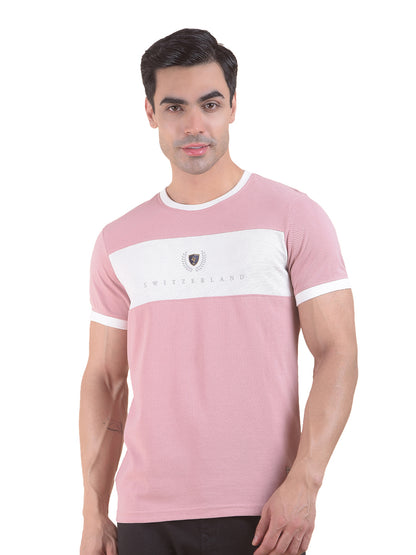 T-Shirt for Men | Breathable & Soft with Color Fastness Regular Fit Round Neck Poly Cotton Fabric Colourblocked Pattern