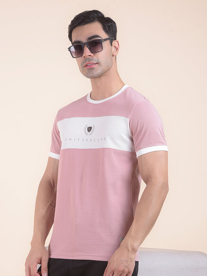 T-Shirt for Men | Breathable & Soft with Color Fastness Regular Fit Round Neck Poly Cotton Fabric Colourblocked Pattern