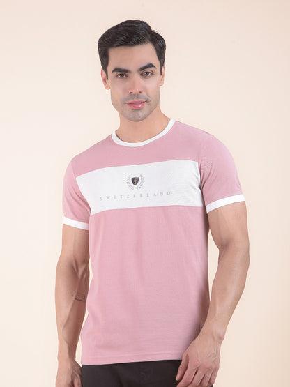 T-Shirt for Men | Breathable & Soft with Color Fastness Regular Fit Round Neck Poly Cotton Fabric Colourblocked Pattern