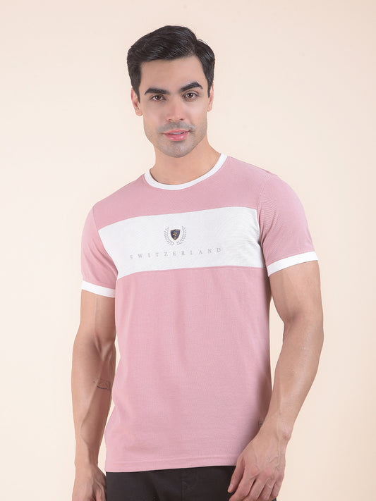 T-Shirt for Men | Breathable & Soft with Color Fastness Regular Fit Round Neck Poly Cotton Fabric Colourblocked Pattern