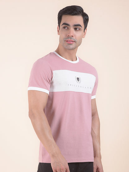 T-Shirt for Men | Breathable & Soft with Color Fastness Regular Fit Round Neck Poly Cotton Fabric Colourblocked Pattern