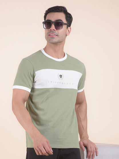 T-Shirt for Men | Breathable & Soft with Color Fastness Regular Fit Round Neck Poly Cotton Fabric Colourblocked Pattern