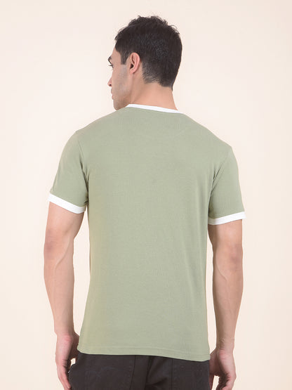 T-Shirt for Men | Breathable & Soft with Color Fastness Regular Fit Round Neck Poly Cotton Fabric Colourblocked Pattern