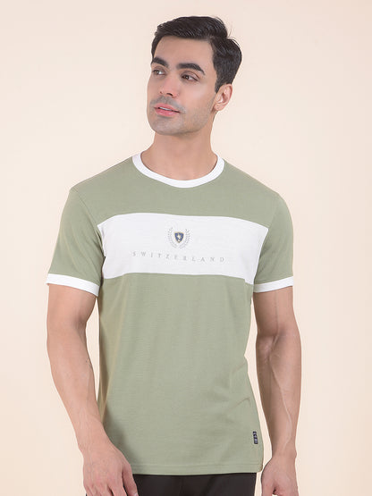 T-Shirt for Men | Breathable & Soft with Color Fastness Regular Fit Round Neck Poly Cotton Fabric Colourblocked Pattern