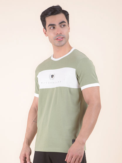 T-Shirt for Men | Breathable & Soft with Color Fastness Regular Fit Round Neck Poly Cotton Fabric Colourblocked Pattern