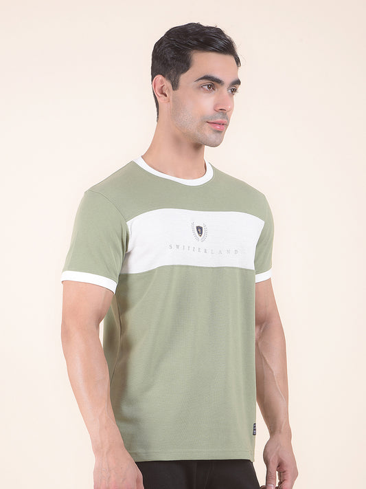 T-Shirt for Men | Breathable & Soft with Color Fastness Regular Fit Round Neck Poly Cotton Fabric Colourblocked Pattern