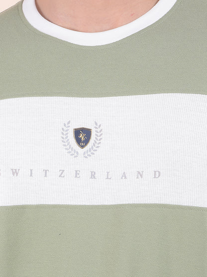 T-Shirt for Men | Breathable & Soft with Color Fastness Regular Fit Round Neck Poly Cotton Fabric Colourblocked Pattern