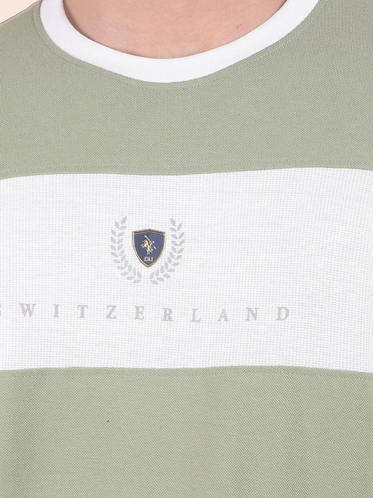 T-Shirt for Men | Breathable & Soft with Color Fastness Regular Fit Round Neck Poly Cotton Fabric Colourblocked Pattern
