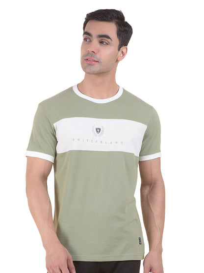 T-Shirt for Men | Breathable & Soft with Color Fastness Regular Fit Round Neck Poly Cotton Fabric Colourblocked Pattern