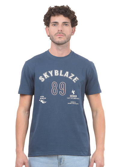 T-Shirt for Men | Breathable & Soft with Color Fastness Regular Fit Round Neck Poly Cotton Fabric Printed Pattern