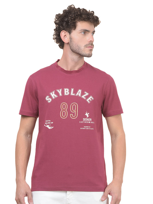 T-Shirt for Men | Breathable & Soft with Color Fastness Regular Fit Round Neck Poly Cotton Fabric Printed Pattern