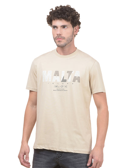 T-Shirt for Men | Breathable & Soft with Color Fastness Regular Fit Round Neck Cotton Blend Fabric Printed Pattern